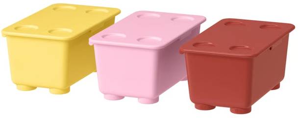 IKEA GLIS Box with lid, red pink/yellow, 17x10 cm (6 ¾x4 ") Storage Box