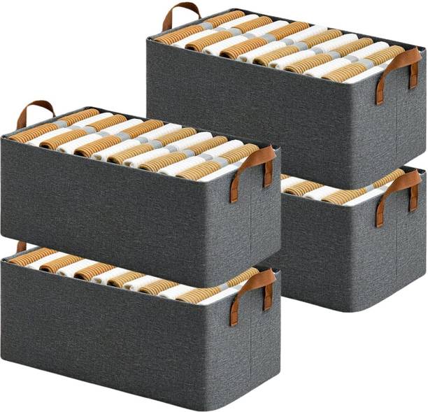 Zarnas (4PCS) Fabric Storage Organizer With Handles Storage Bag Cloth Storage Cloth Organizer For wardrobe Cupboard Organizers Shelf Organizer AZRNG04