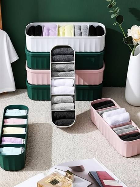 tvAt Drawer Organizer for Socks, Undergarments (Pack of 4) Storage Box