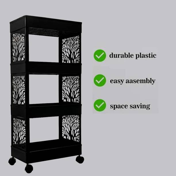 Suptikes Multi Layer Multipurpose Modular Trolley for Kitchen,House,Office Plastic Free Standing Cabinet