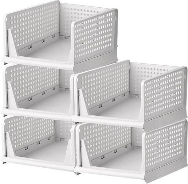 Umax Multipurpose 5 Stackable Clothes Organizer Space Saving Wardrobe Storage Baskets Closet Divider