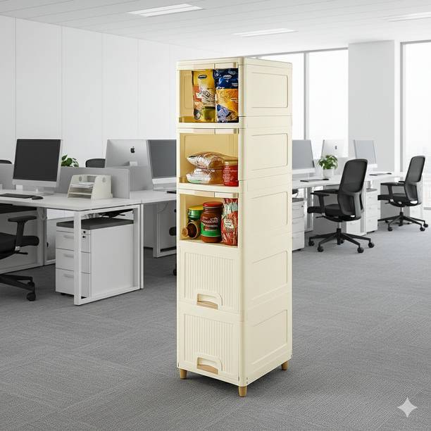 MAXTID 5 Layer White Utility Drawer System for Modern Homes Plastic Kitchen Cabinet