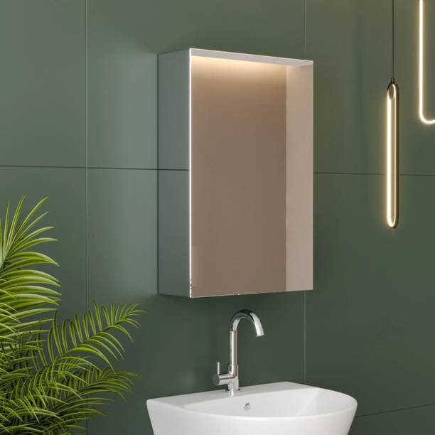 GLOXY Stainless Steel Bathroom Cabinet with Mirror and Storage Shelves for Wash Basin Metal Wall Mount Cabinet