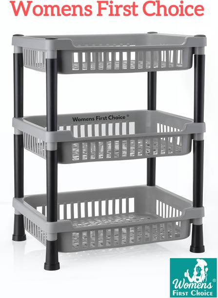 Womens 1st Choice Fruits/Vegetables Kitchen Rack Plastic 3-Layer Kitchen Trolley Stand/Multipurpose Rack for Kitchen Storage