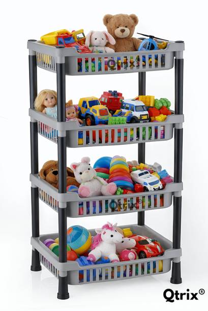 Qtrix 4-Layer Kitchen Trolley Stand/Multipurpose Rack for Storage/Vegetable Trolley Plastic Fruit & Vegetable Basket