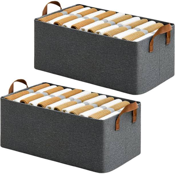 PalD Collapsible Fabric Storage Organizer with Handles Folding Baskets forToys,Closet Polyester Collapsible Wardrobe