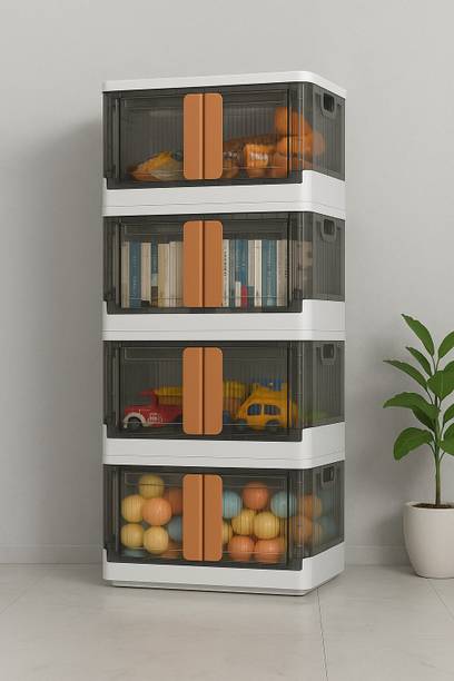 Fivean Durable Modular Storage Box with Transparent Front Panels Plastic Free Standing Cabinet