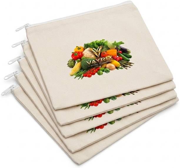 VAYRIX Eco-Friendly Cotton Vegetable Fruit Fridge Bag | Zipper Produce Storage Bag Cotton Storage Pouch