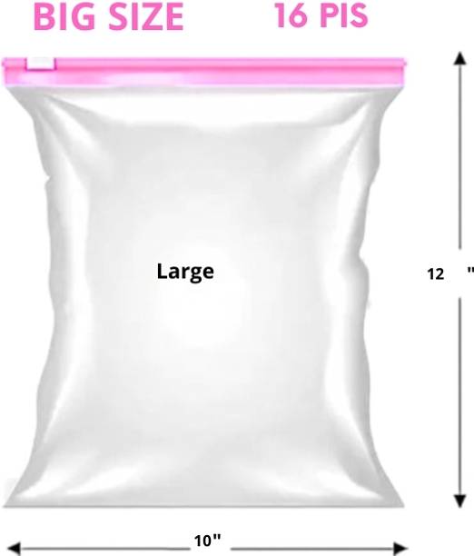 HAKAAN KUKIZA Reusable Slider Zip Lock Bags for Food Storage & Freezer Use (Pack of 16) Plastic Storage Pouch