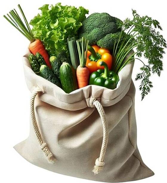 PRIMEVAL.IN Premium Vegetable Bag for Fridge Cotton Storage Pouch