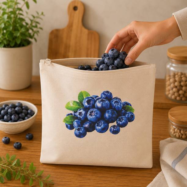 THE S LIVING Cotton Reusable Fruit Storage Pouch | 30 x 30 cm | Pack of 2 Cotton Storage Pouch