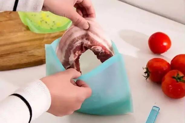 FITUP ® 2 Pcs Reusable Silicone Food Preservation Bag Food Storage Bags BPA Free Food Silicone Storage Pouch