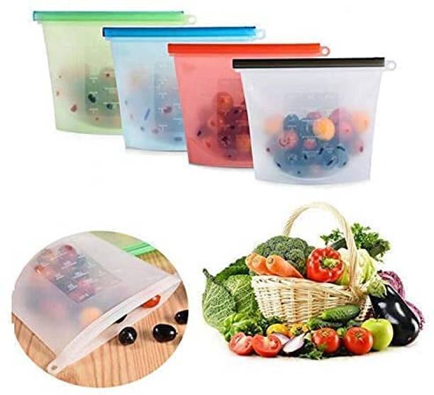 TakshEnterprise Microwave Food Storage Zip Bags Vegetable Fruit Silicone Storage Pouch