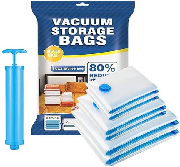 Flipkart SmartBuy Space Saver Reusable Vacuum Storage Ziplock Compression Sealer Bags & Hand Pump Travel Storage Vacuum Bags