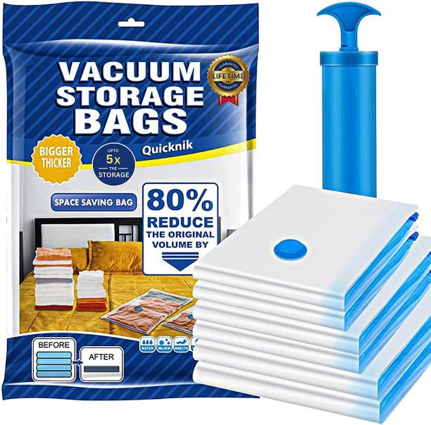 Quicknik Vacuum Storage Bags (2S (40cmx60cm), 2M (50cmx70cm), 1L(60cmx80cm)) High Volume Storage Vacuum Bags