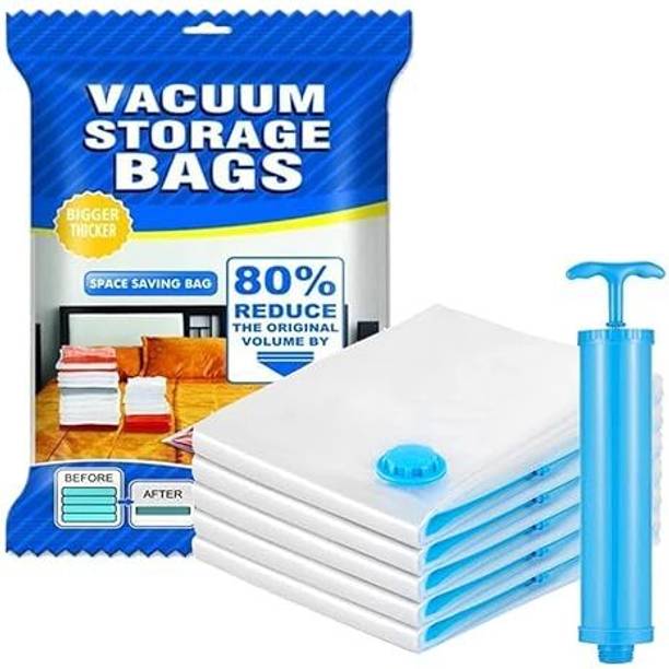 Flipkart SmartBuy Reusable Vacuum Storage Bags Travel Storage Vacuum Bags (Pack of 5) Travel Travel Storage Vacuum Bags, High Volume Storage Vacuum Bags