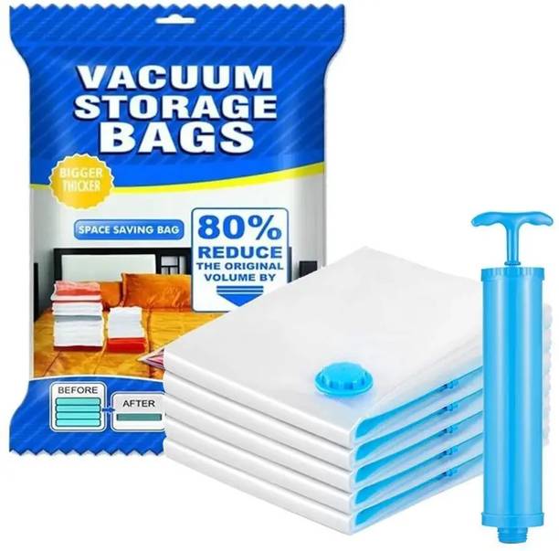 SARUPYA Space Saver Compression Sealer Bags with Manual Pump Hanging Storage Vacuum Bags Travel Storage Vacuum Bags