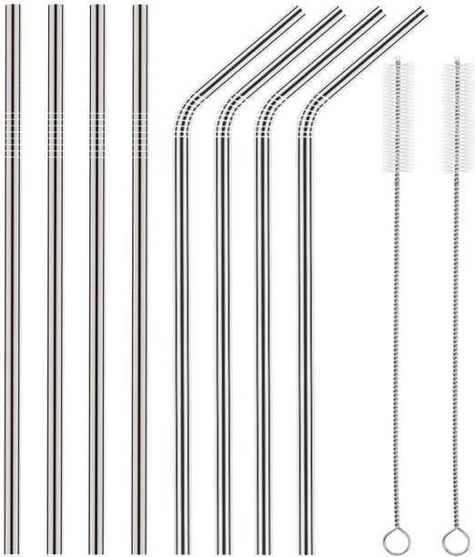 SMP ENTERPRISE (Pack of 10) 4 straight straws, 4 bend straws, and 2 straw cleaning brushes Glass Water/Juice Glass