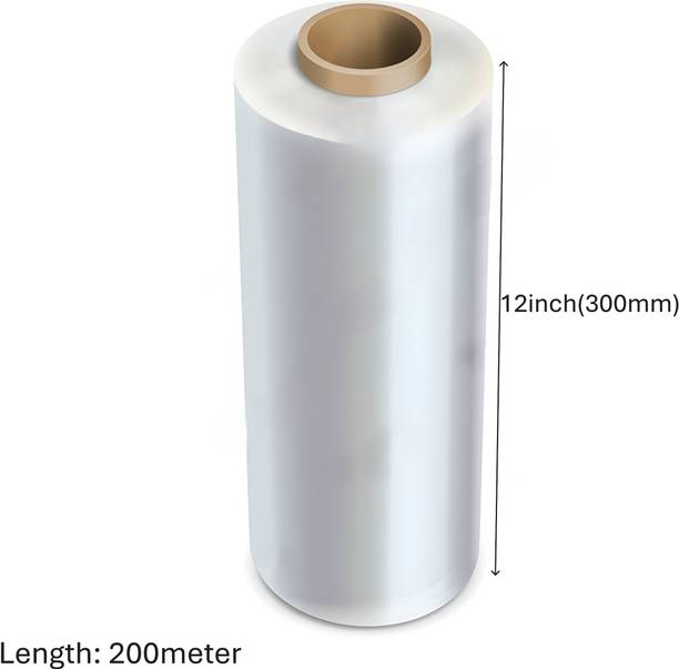 PrimeTrading 30 cm 656 ft Stretch Film Roll 12Inch (300mm) x 200Meter Transparent Wrapping Roll Pack of 1