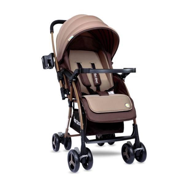 1st Step Caramel Baby With 5 Point Safety Harness And Reversible Handlebar Stroller