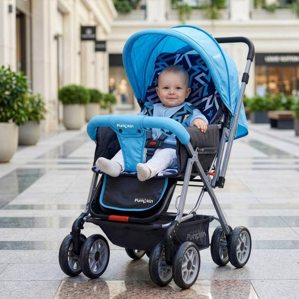 LITTLE Pumpkin Kiddie Kingdom Baby Stroller and Pram for Kids (Blue Black) Stroller
