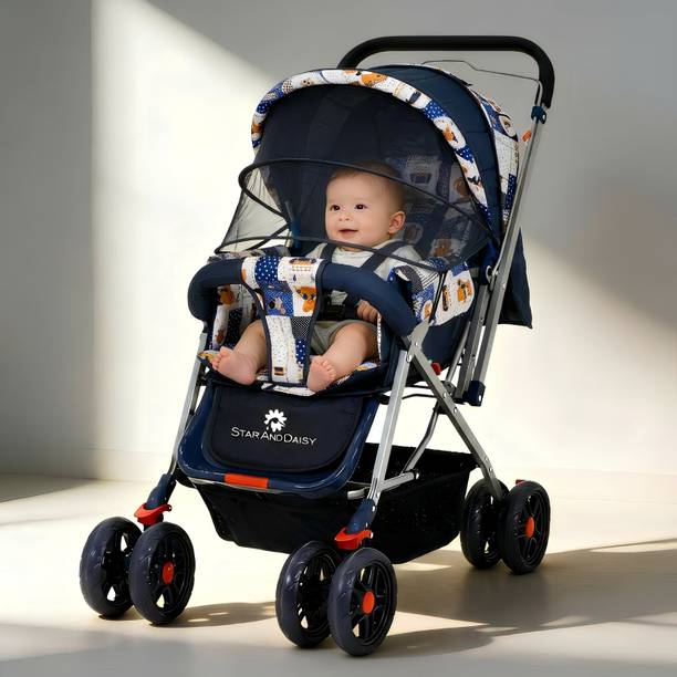 StarAndDaisy Reversible Baby Stroller and Pram with Mosquito Net and Wheel Breaks Stroller Stroller