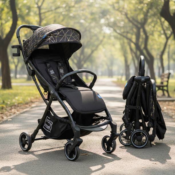 MeeMee Auto Glide Baby Stroller with One-Button Auto Fold, Anti-Tip C-Arc Frame Pram