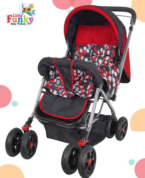 Little Funky Baby Stroller,Adjustable backrest, 360° Swivel Wheel , Reversible Handlebar Stroller