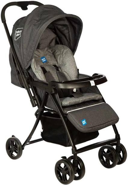 MeeMee Baby Stroller Pram 0-3 Years| Large Canopy Window| Detachable Feeding Tray Pram