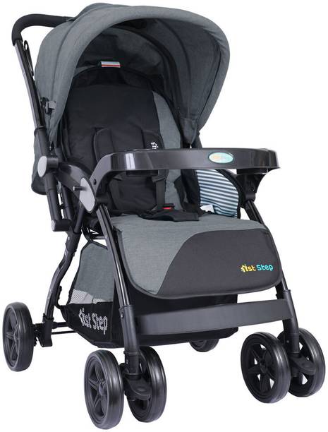 1st Step Grande Pro Stroller With 5 Point Safety Harness And Reversible Handlebar Pram