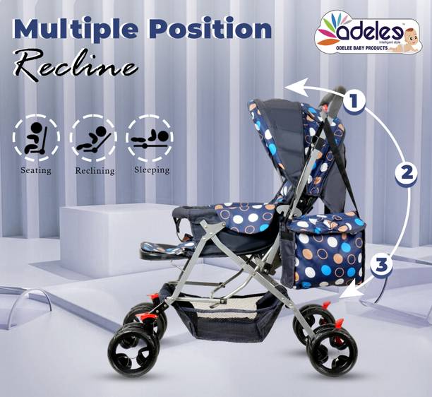 ODELEE Feeding Tray ,Adjustable Backrest, 360° Swivel Wheel , Reversible Handlebar Stroller