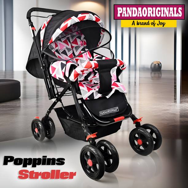 Pandaoriginals JUMBO Baby Stroller Pram for 0-3 Years 5 Point Safety Harness,360° Swivel Wheel Stroller