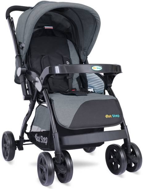 1st Step Grande Pro Stroller With 5 Point Safety Harness And Reversible Handlebar Pram