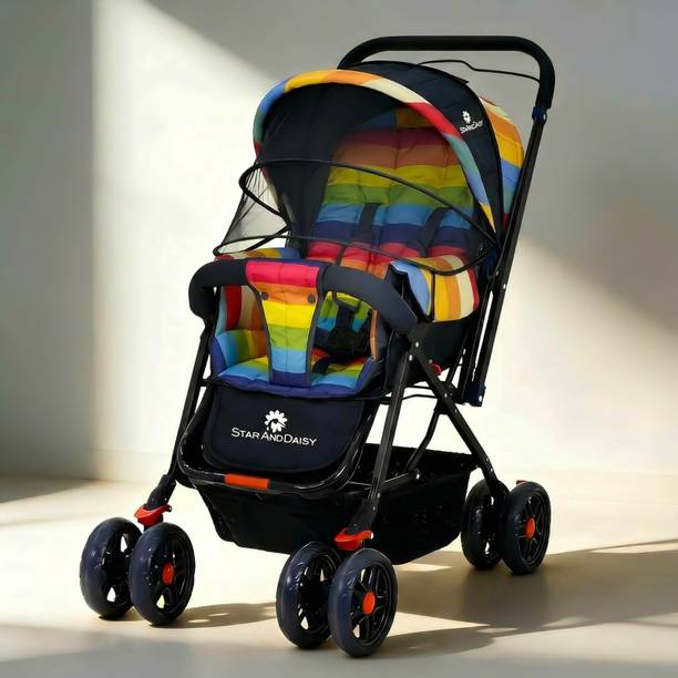 StarAndDaisy Reversible Baby Stroller and Pram with Mosquito Net and Wheel Breaks Stroller