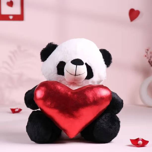 Floweraura Huggable Teddy Panda With Heart  - 6 inch