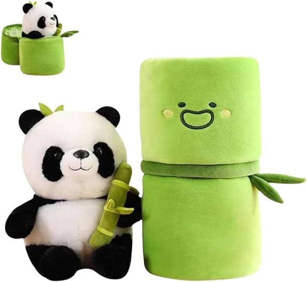 Kashish gift gallery Cute Panda Plush with Bamboo, Kawaii Soft Panda in Bamboo Stuffed Animals Toy  - 18 cm