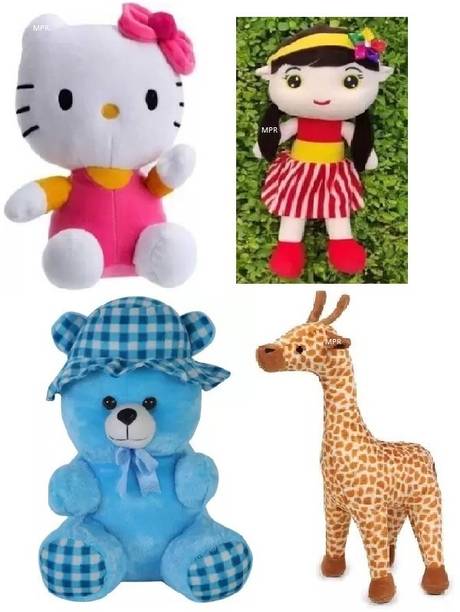 MPR ENTERPRISES Playing RedSofia,HelloKitty,Giraffe & Blue cap Kids boys, girls teddy bear  - 26 cm