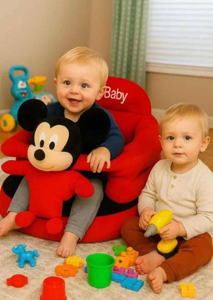 JASIL Soft Plush Cushion Baby Sofa Seat Or Rocking Chair for KidsROUND-RED-MICKY-XQ-01  - 35 cm