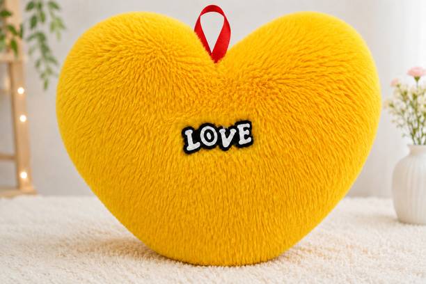 SHAVIKA ROCKS Soft Heart Teddy Bear Cushion for Kids, Home Decor & Gift Purpose Yellow - 25 cm