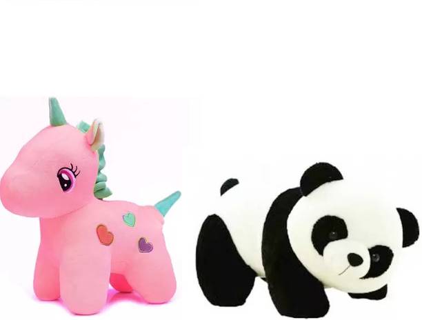 Nihan Enterprises Best Quality Stuffed Soft Pink-Unicorn and Panda for Kids  - 25 cm