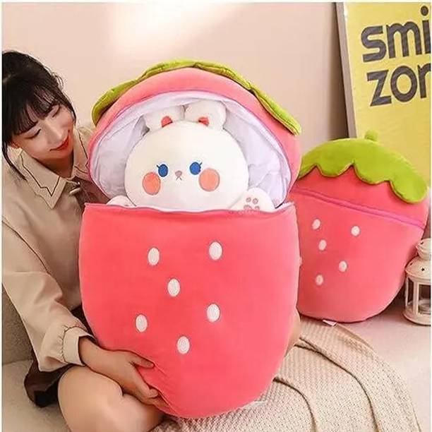 tinytotem Hidden Rabbit Strawbery Ziper Bunny Fruit Soft Toys  - 35 cm