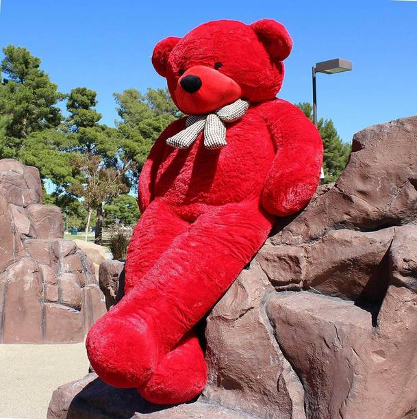 Swag Traders Long Soft Lovable huggable Cute Giant Life Size Teddy Bear washable Child Safe Best for Birthday Gift valentine Gift for Girlfriend 3 FEET RED  - 91 cm