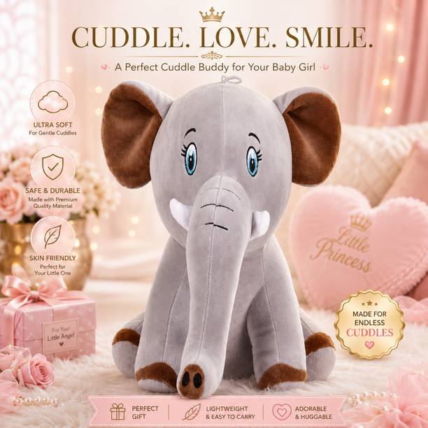VRION Elephant Soft Toy for Kids of Plush Hugging Soft Toy for Kids boy Girl  - 35 cm