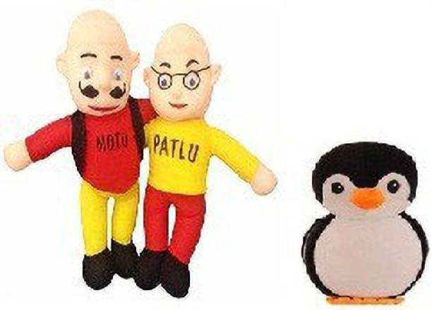 Nihan Enterprises Combo of Plush and Adorable Motu Patlu & Penguin For Kids - 30 cm-STY  - 30 cm