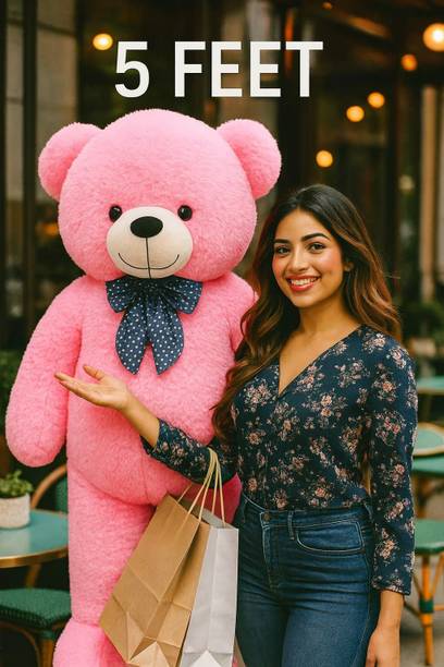 Krishna Creation Huggable 5 Feet Pink Teddy Bear Soft Plush Toy Gift for Girls  - 60 inch