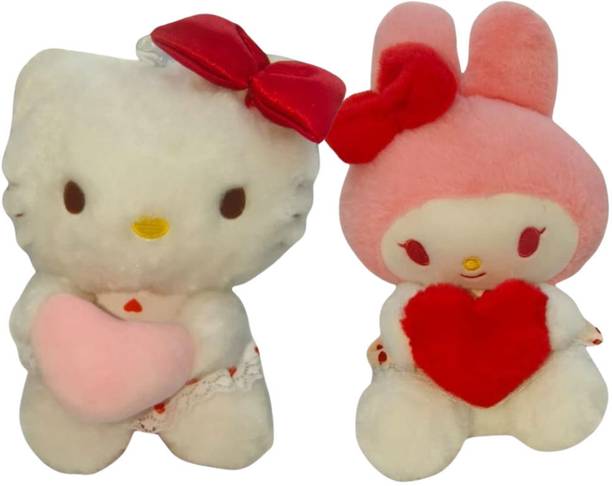 ToyShip Hello Kitty Combo of 2 Pink & Rabbit| Soft Toys | Birthday Gift | 2 yrs+  - 26 cm