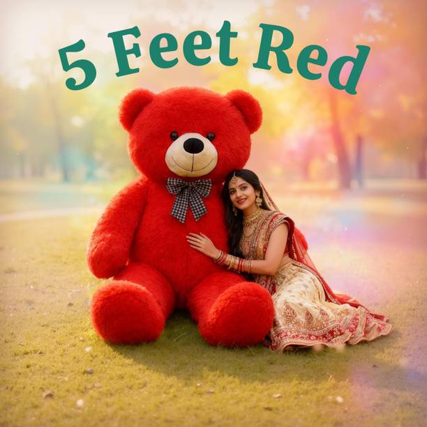 Krishna Creation Big Cuddly 5 Feet Red Teddy Bear for Festivals and Special Events  - 60 inch