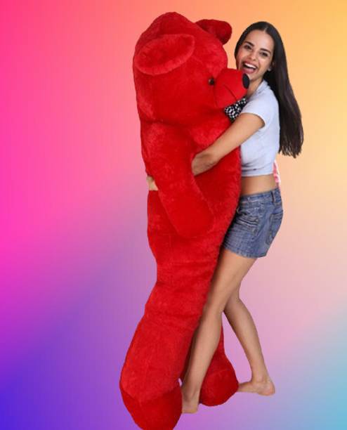 Krishna Creation Soft Huggable Stuffed Spongy Cute Giant Size Soft Teddy Bear (5 FEET, Red) - 152 cm
