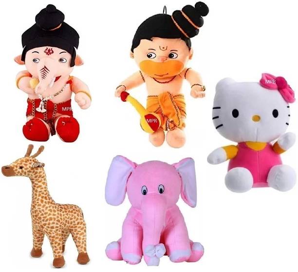 Anidhi Playing Hanumanji,Ganeshji,Appu,Kitty & Giraffe Kids boys, girls teddy bear  - 25 cm