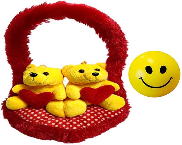 HOUSE OF COMMON Couple Love Teddy Bears in Basket For Someone/Couple/love  - 30 cm
